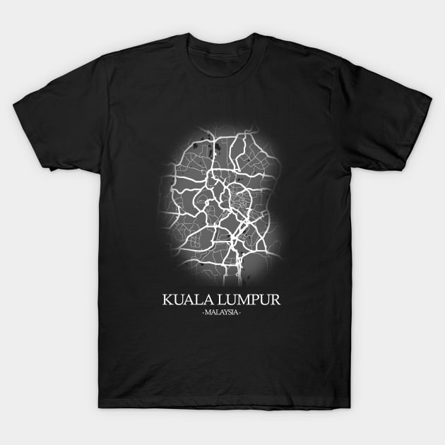 Kuala Lumpur City Map - Malaysia Cartography White T-Shirt by SPAZE